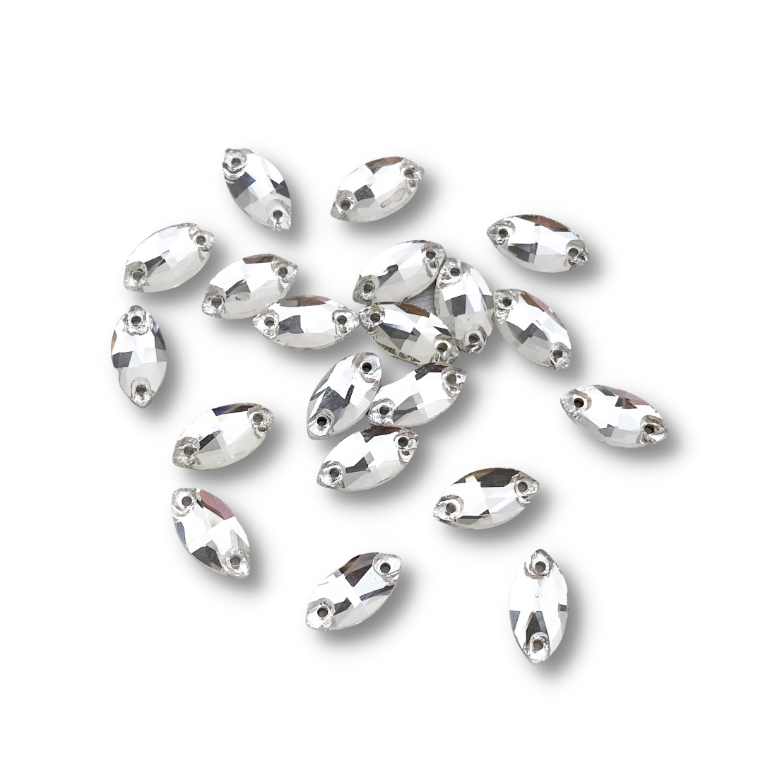 Glass Navette Flat Back - CRYSTAL CLEAR