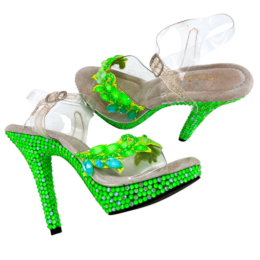 Embellished Heels - Size 8 - Neon Green