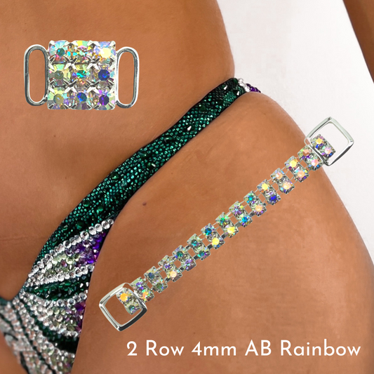 Figure Connector Set - Strap: 2 Row 4mm AB Crystals,  Middle: 3 Row 4mm AB Crystals - 2cm