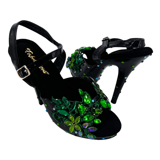 Embellished Heels - Size 9 - Black Green