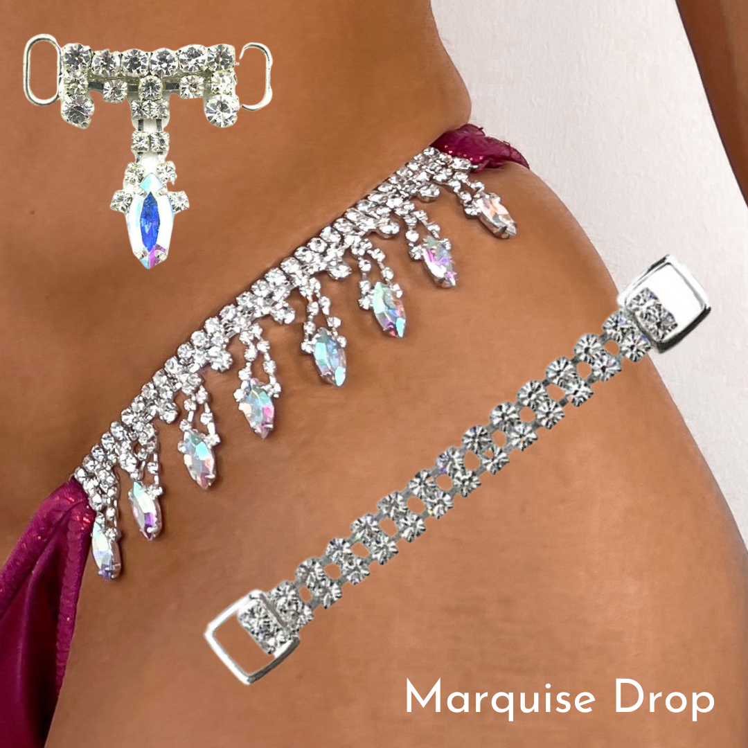 Connector Set - Brief: Marquise Drop,  Strap: 2 Row 4mm,  Middle: Marquise Drop