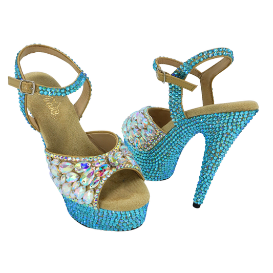 Embellished Heels - Size 7 - Blue and AB