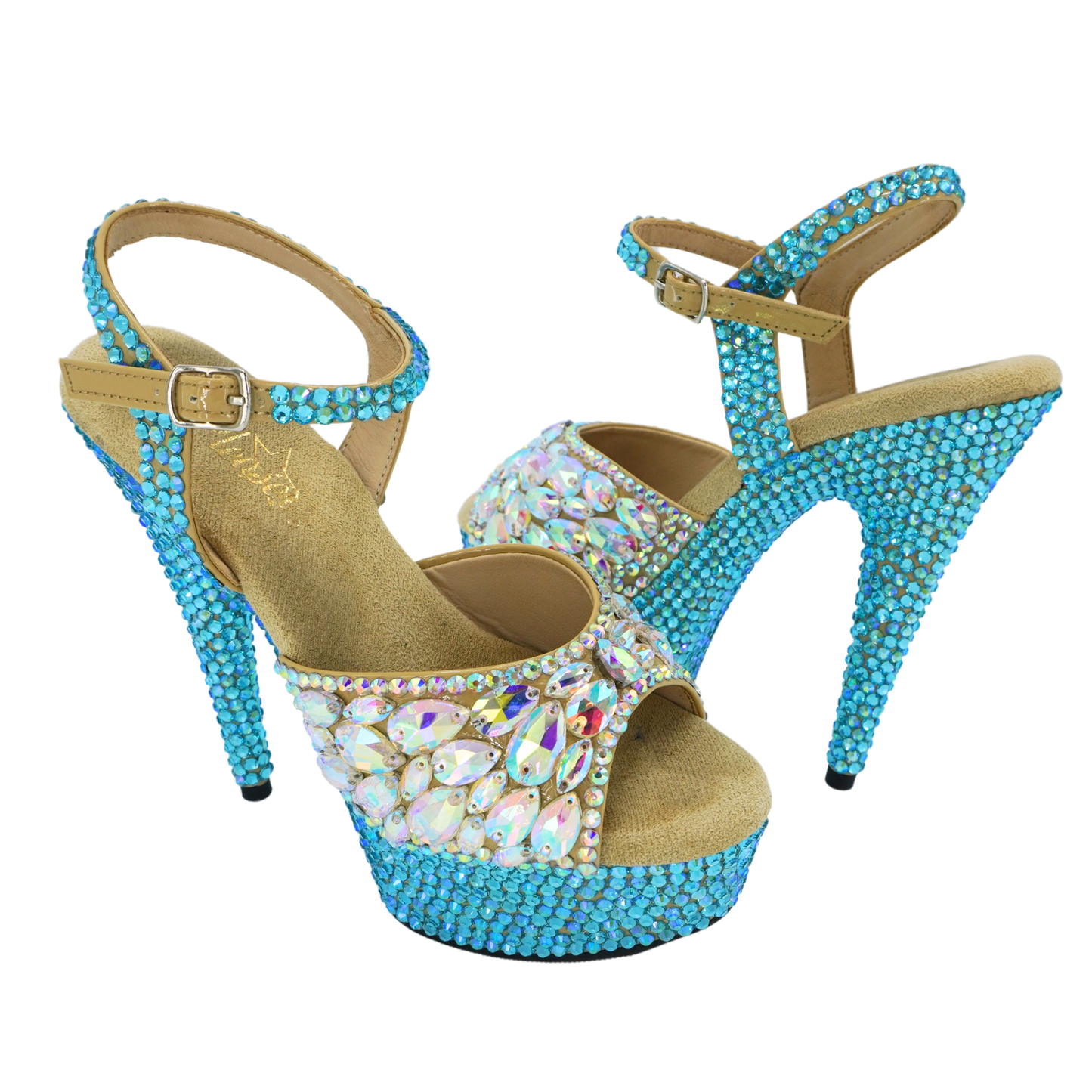 Embellished Heels - Size 7 - Blue and AB