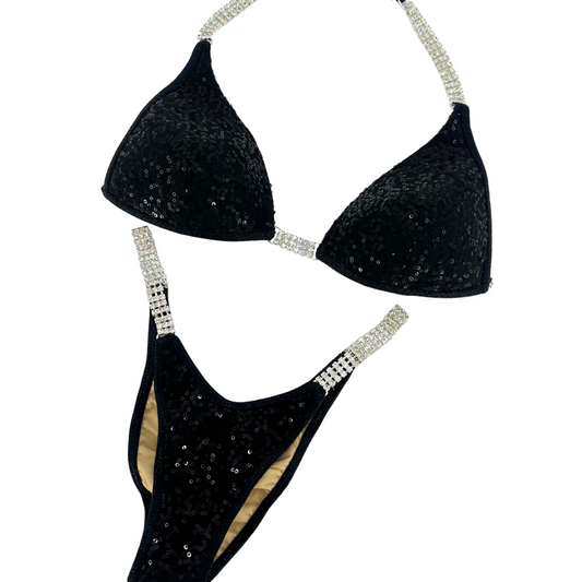 Plain Bikini - Black Sequin