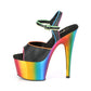 ADORE-709RC-02 Blk Faux Leather/Rainbow Chrome