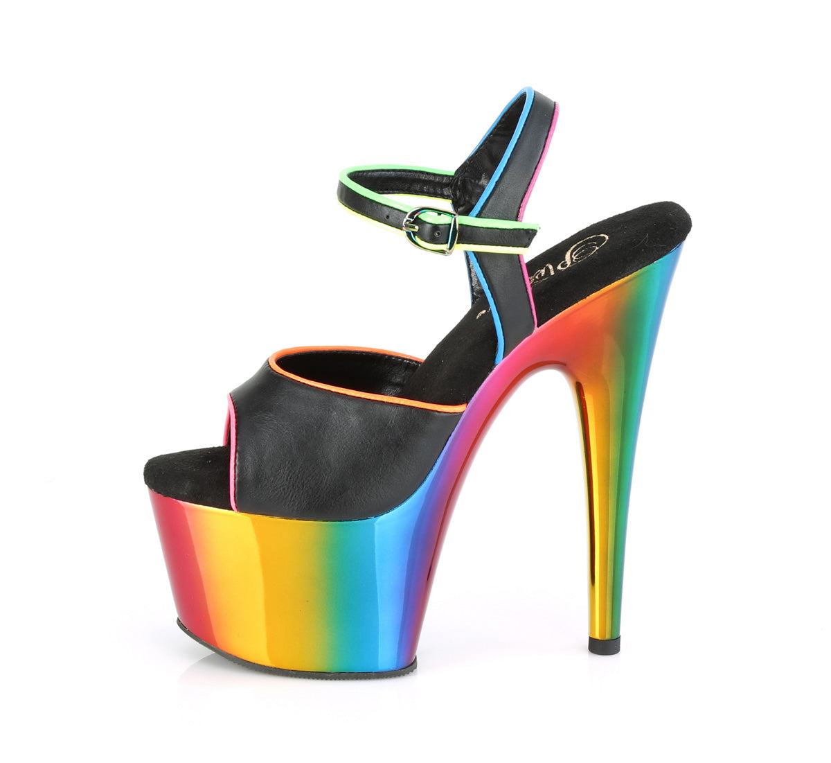 ADORE-709RC-02 Blk Faux Leather/Rainbow Chrome