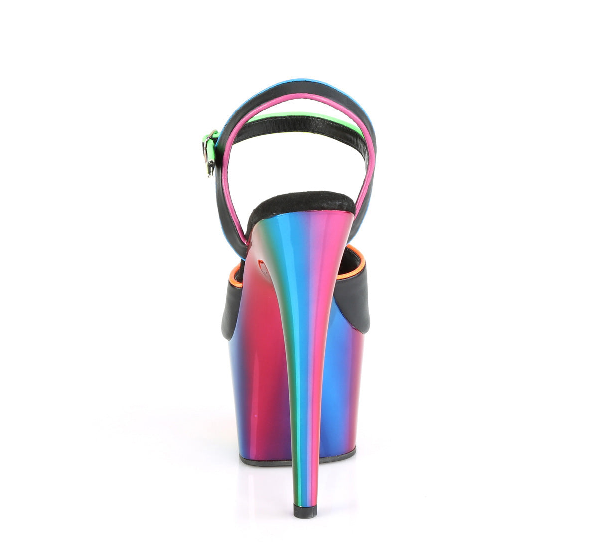 ADORE-709RC-02 Blk Faux Leather/Rainbow Chrome