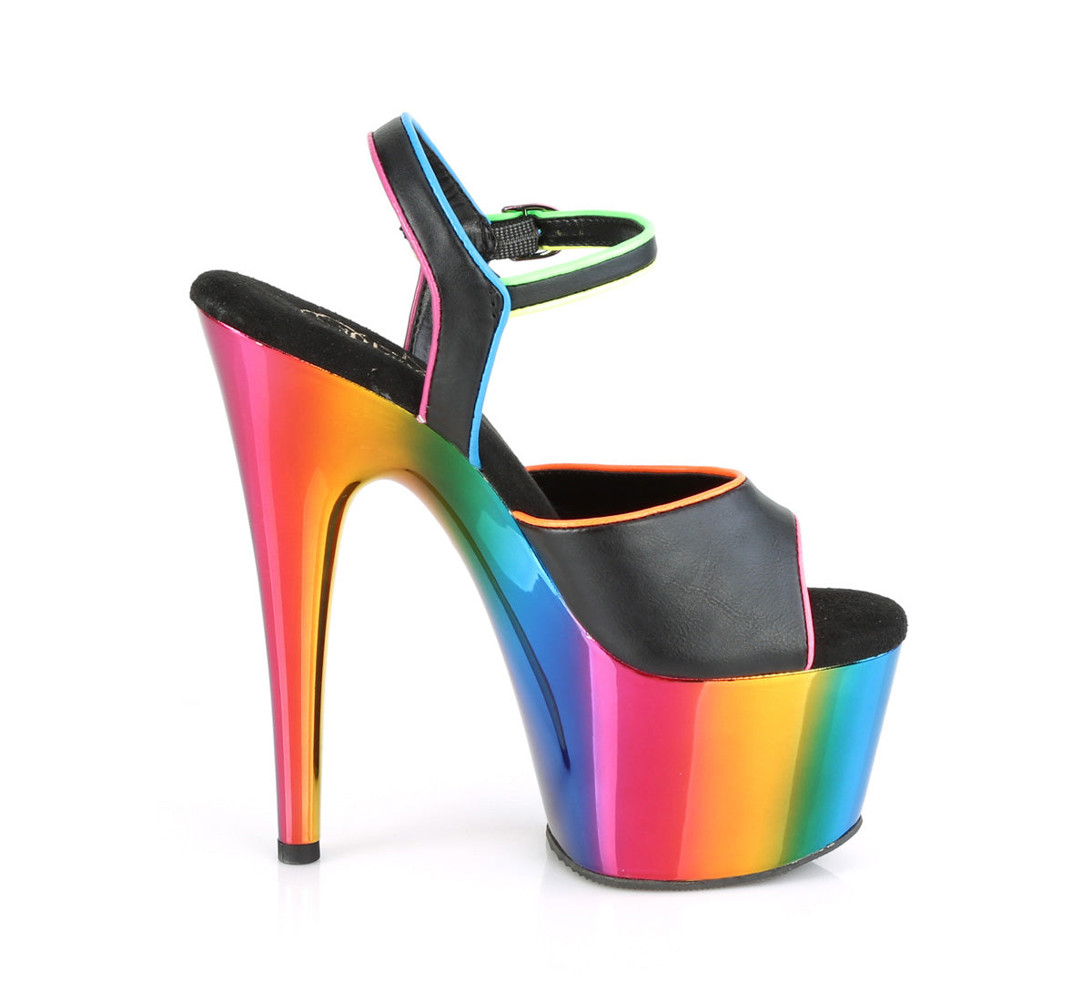 ADORE-709RC-02 Blk Faux Leather/Rainbow Chrome