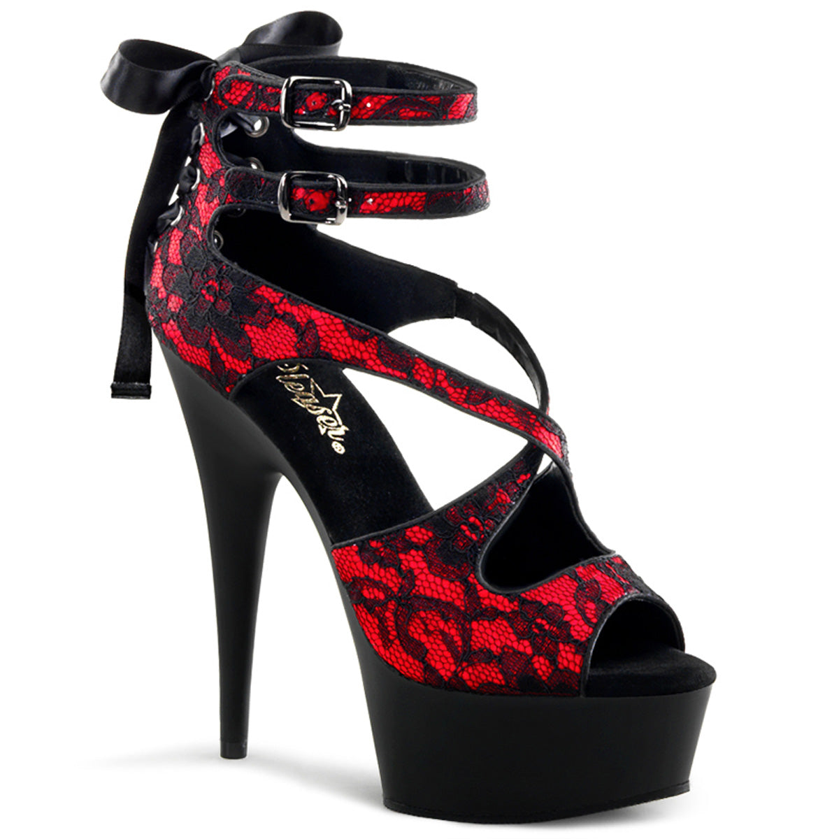 DELIGHT-678LC Red Satin-Lace/Blk Matte