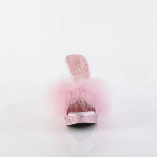 ELEGANT-401F B. Pink Marabou-Faux Leather/B. Pink