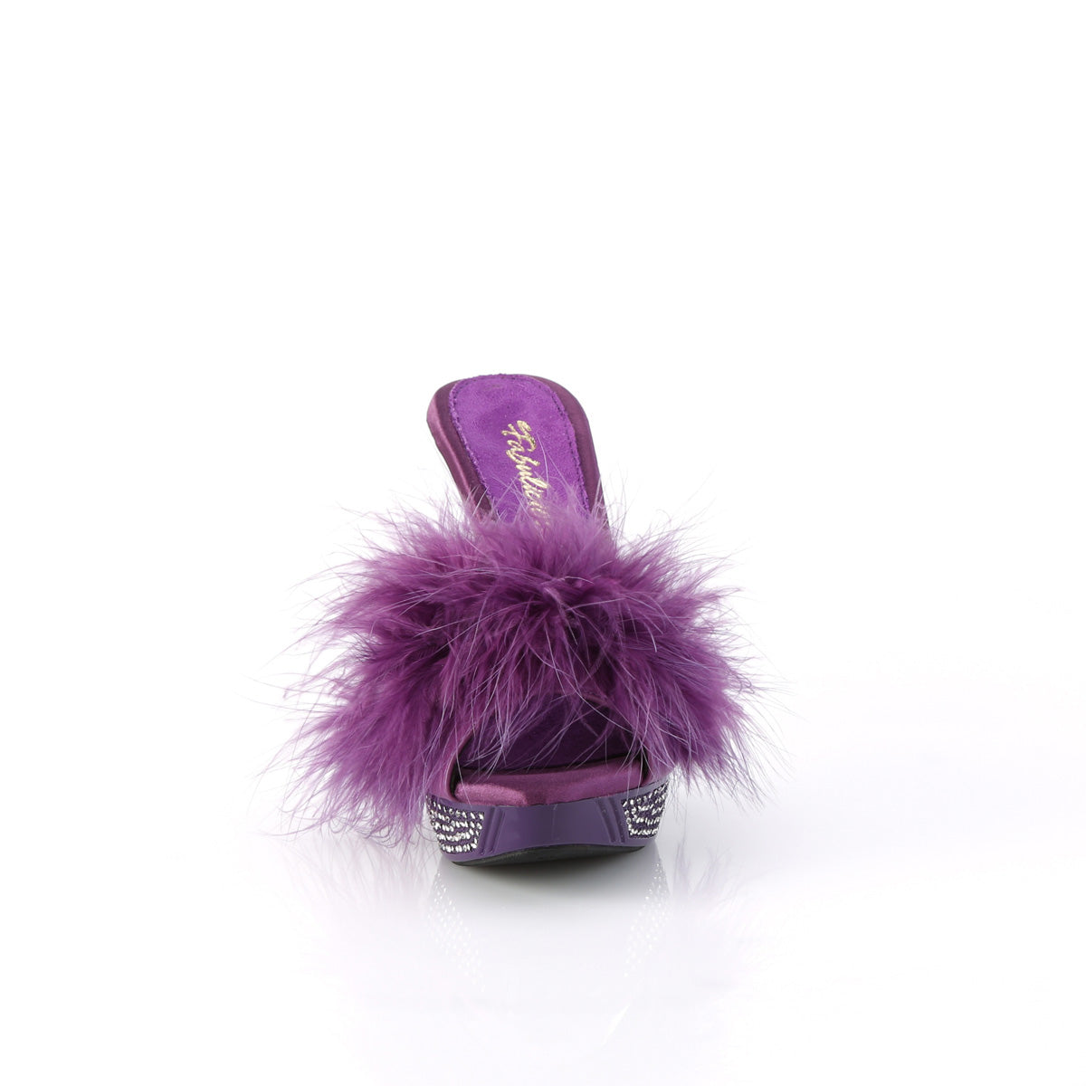 ELEGANT-401F Purple Marabou-Faux Leather/Purple