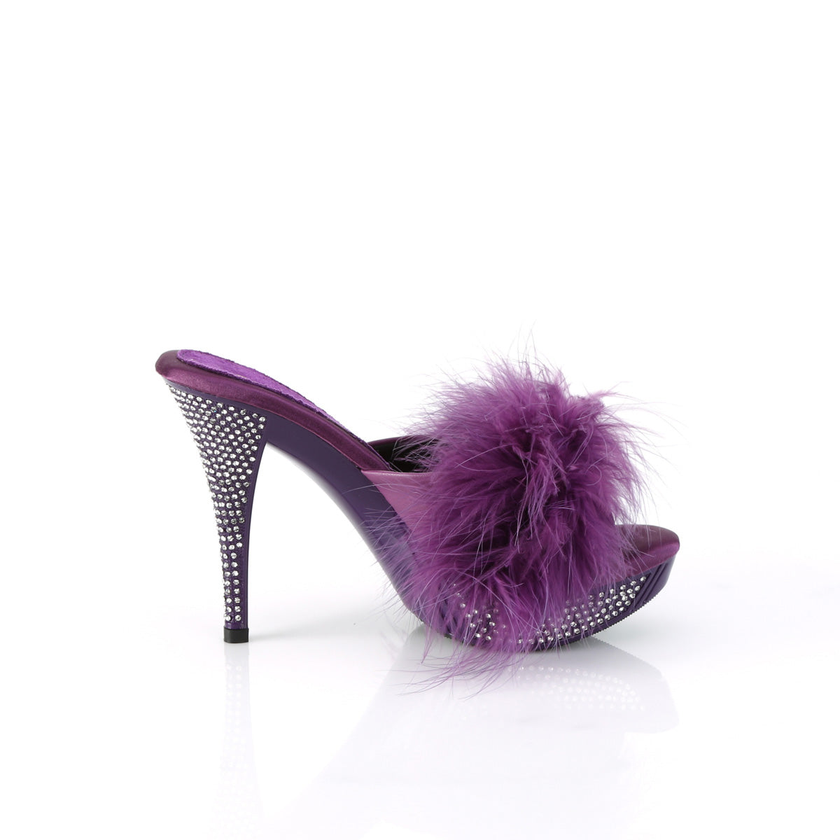 ELEGANT-401F Purple Marabou-Faux Leather/Purple