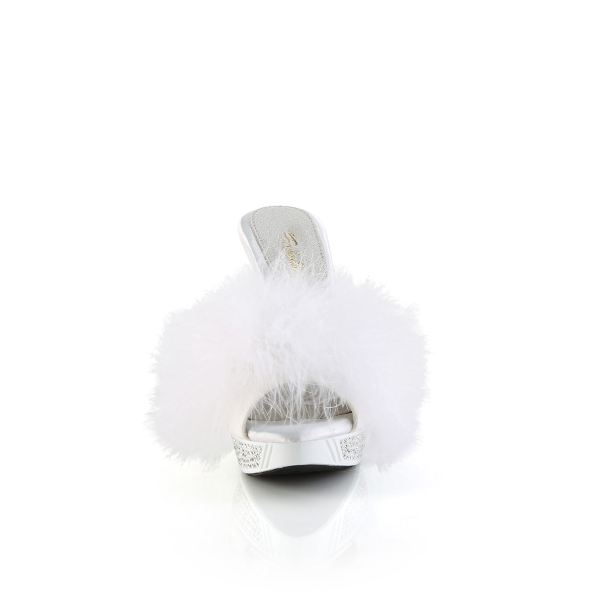 ELEGANT-401F Wht Marabou-Faux Leather/Wht