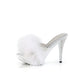 ELEGANT-401F Wht Marabou-Faux Leather/Wht