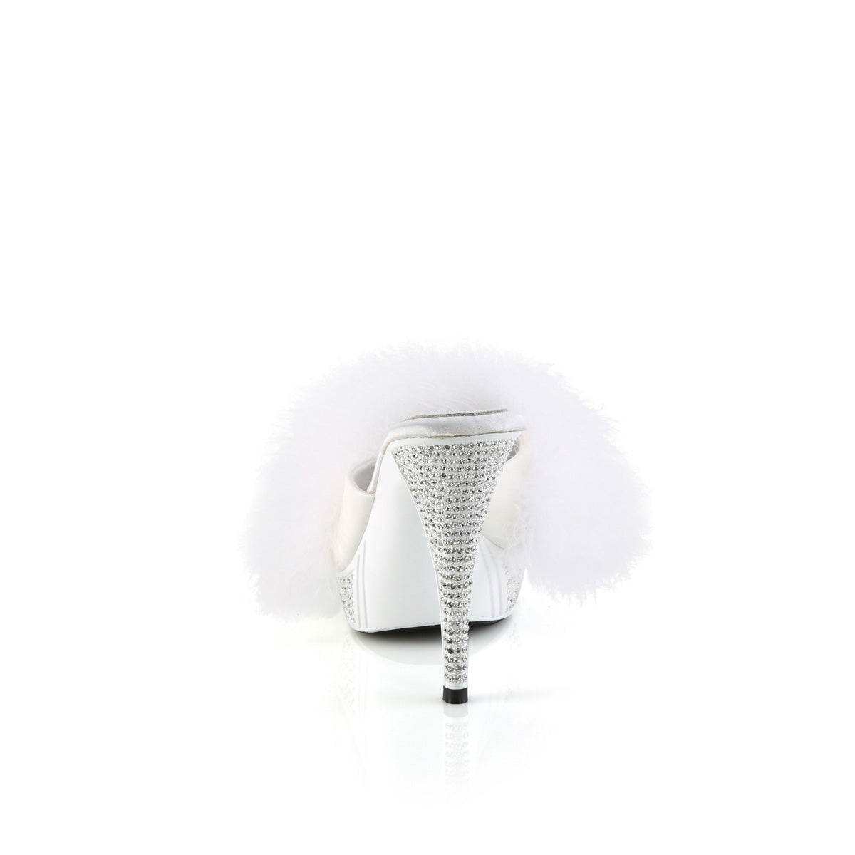 ELEGANT-401F Wht Marabou-Faux Leather/Wht