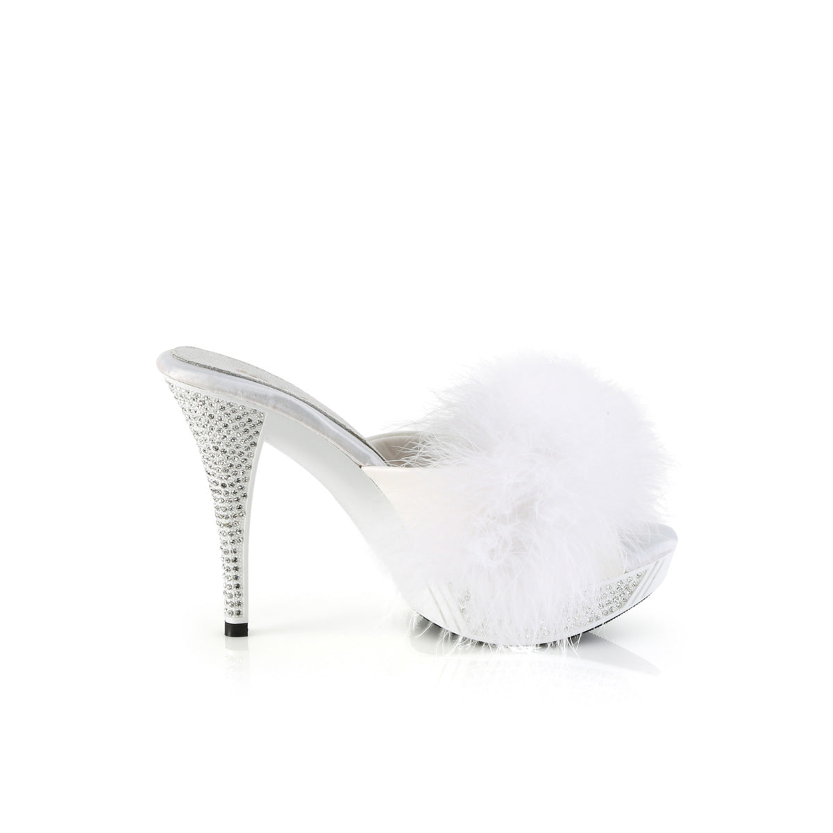 ELEGANT-401F Wht Marabou-Faux Leather/Wht