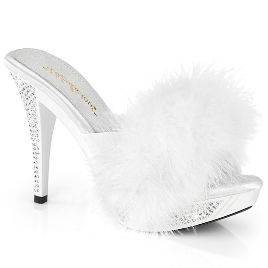 ELEGANT-401F Wht Marabou-Faux Leather/Wht