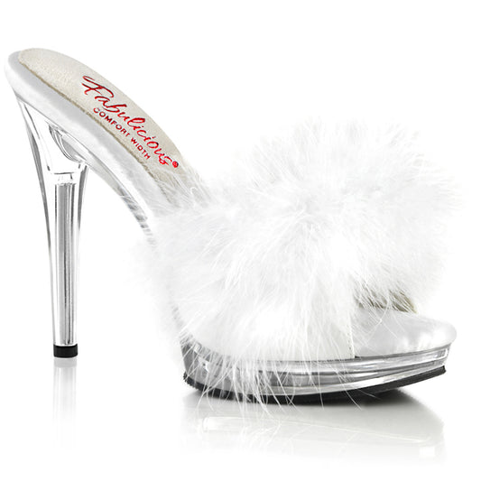 GLORY-501F-8 Wht Faux Leather-Fur/Clr