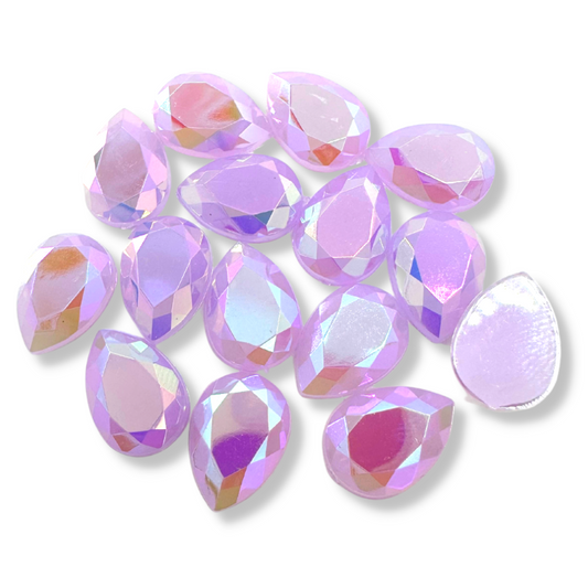 Opal Flat Back Teardrop - Light Purple AB