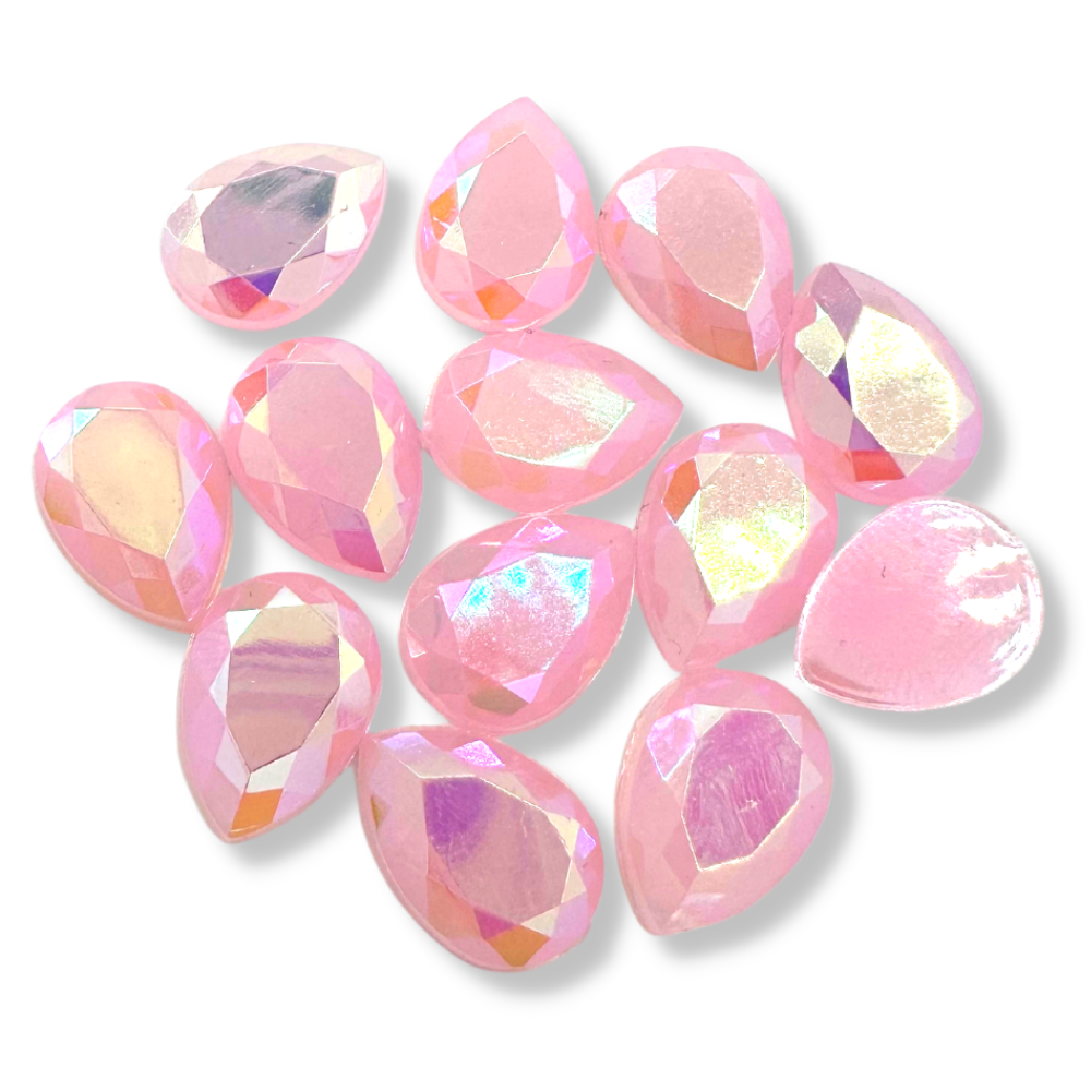 Opal Flat Back Teardrop - Light Pink AB
