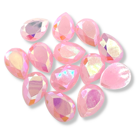 Opal Flat Back Teardrop - Light Pink AB