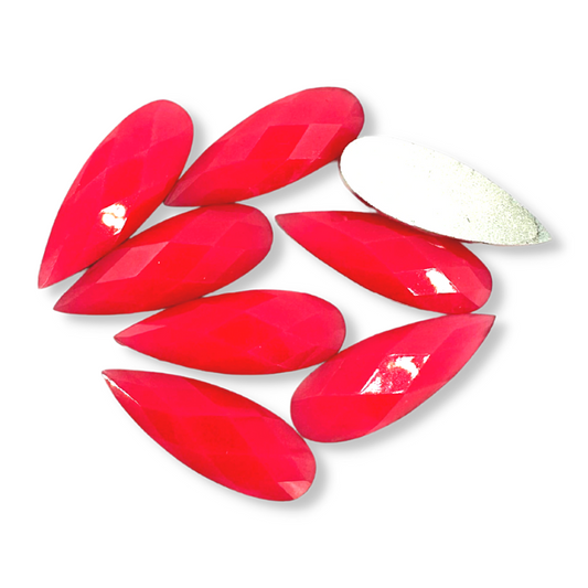 Resin Flat Back Slim Teardrop - NEON PINK