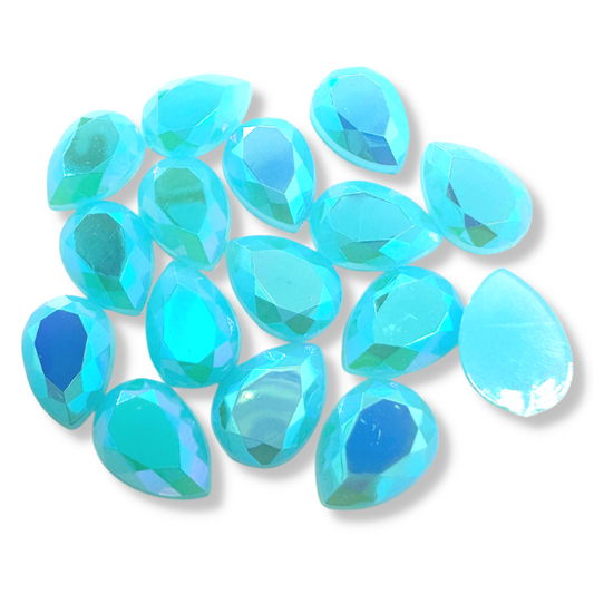 Opal Flat Back Teardrop - Aqua AB