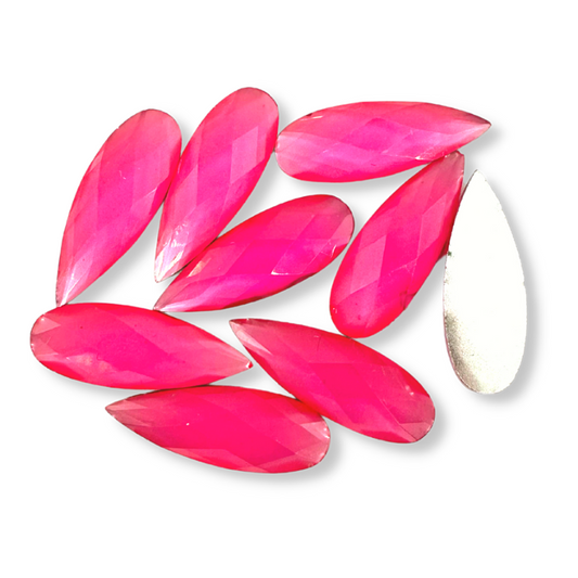 Resin Flat Back Slim Teardrop - NEON ROSE