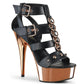 DELIGHT-658 Blk Faux Leather/Rose Gold Chrome