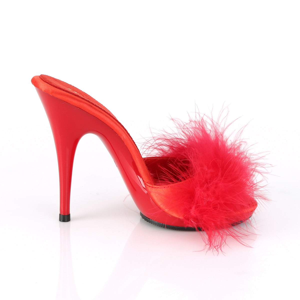 POISE-501F Red Satin-Marabou Fur/Red