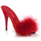 POISE-501F Red Satin-Marabou Fur/Red